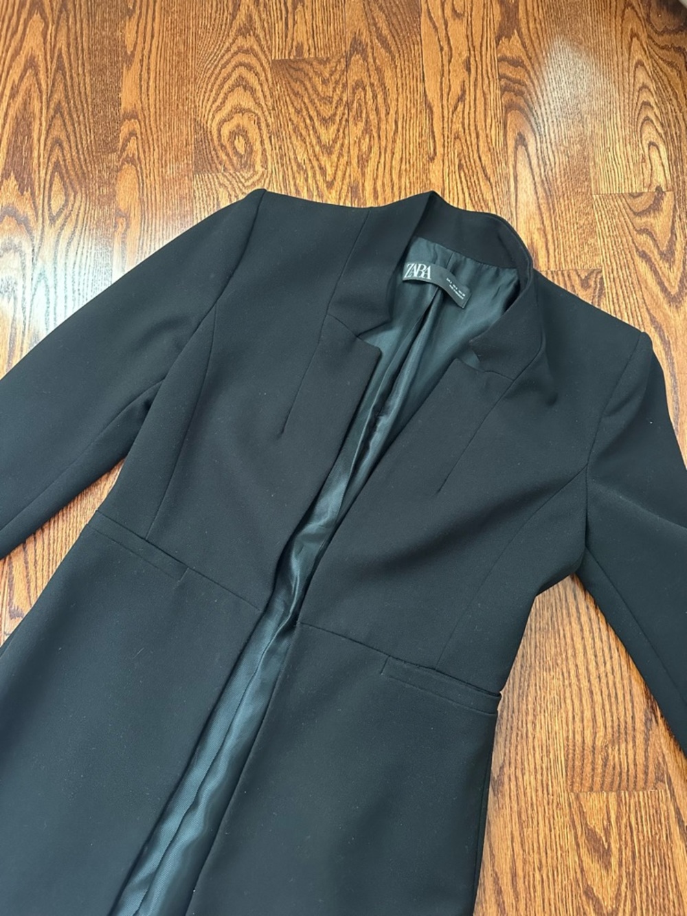 Zara Black Tailored Longline Blazer Jacket